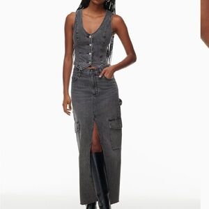 Aritzia Gray Maxi Skirt with Vintage Denim Look